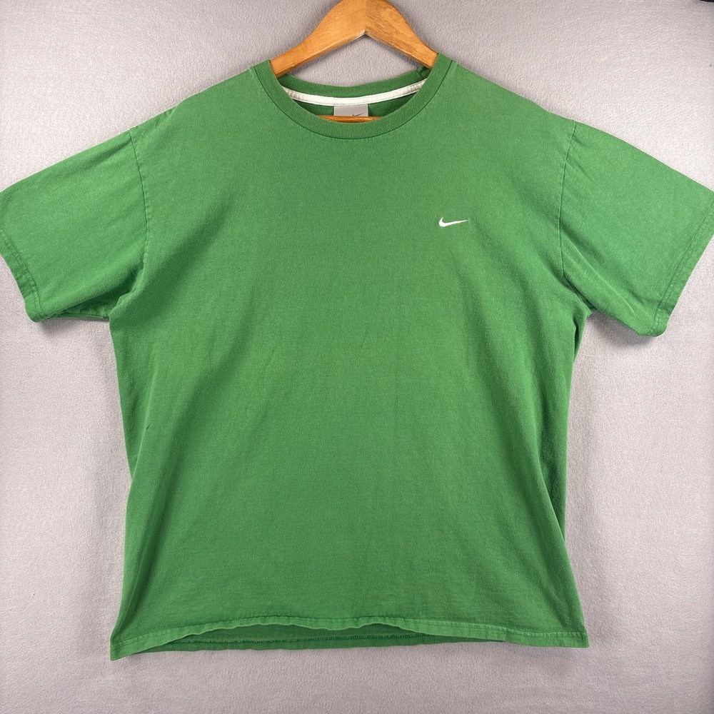 Vintage Nike Mini Swoosh Faded XL T-Shirt Boxy Fit Silver Tag Green Y2K
